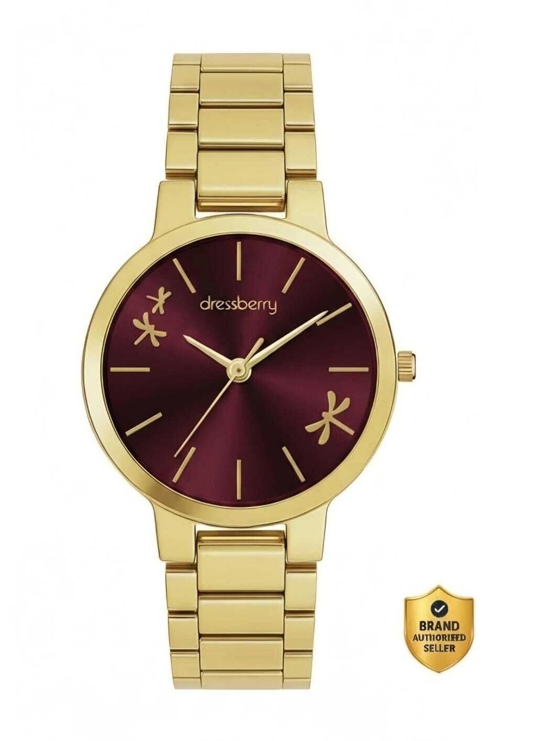 DressBerry Women Patterned Dial & Stainless Steel Bracelet Style Straps Analogue Watch 2014 Maroon Dial-image-18