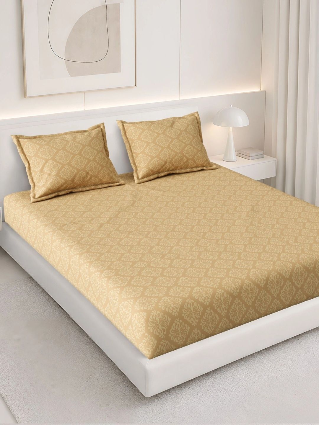 Homeful Style Camel Brown & Camel Brown 160 TC Bedsheet with 2 Pillow Covers-picture-47