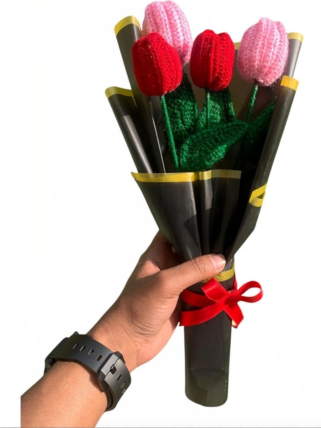 Agantuk Pink 4 Pieces Tulip Artificial Flower-image-33