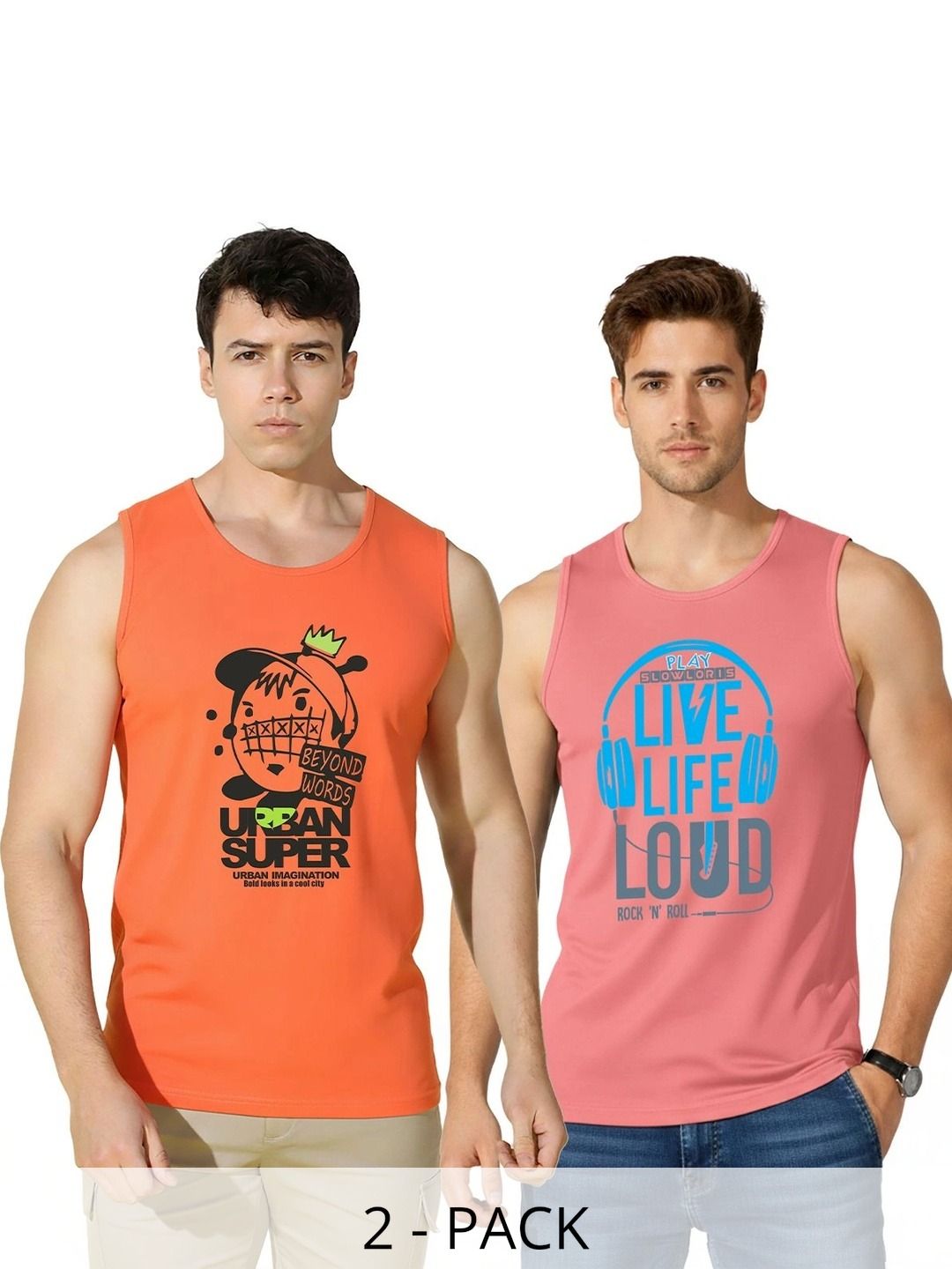MINISTRY OF FRIENDS Pack of 2 Printed Cotton Tank-picture-32