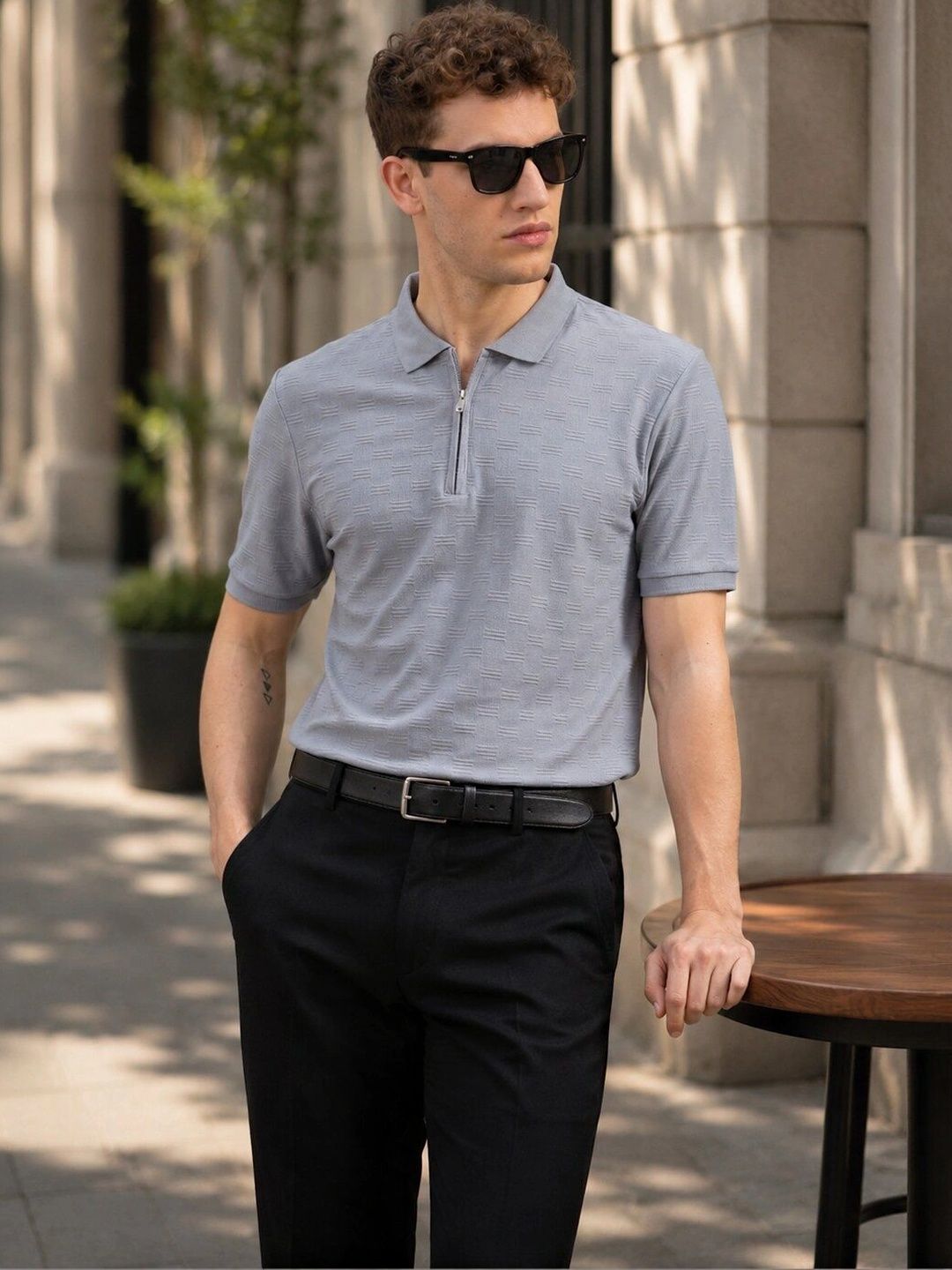 PAUL STREET Men Cotton Polo Collar T-shirt-image-8