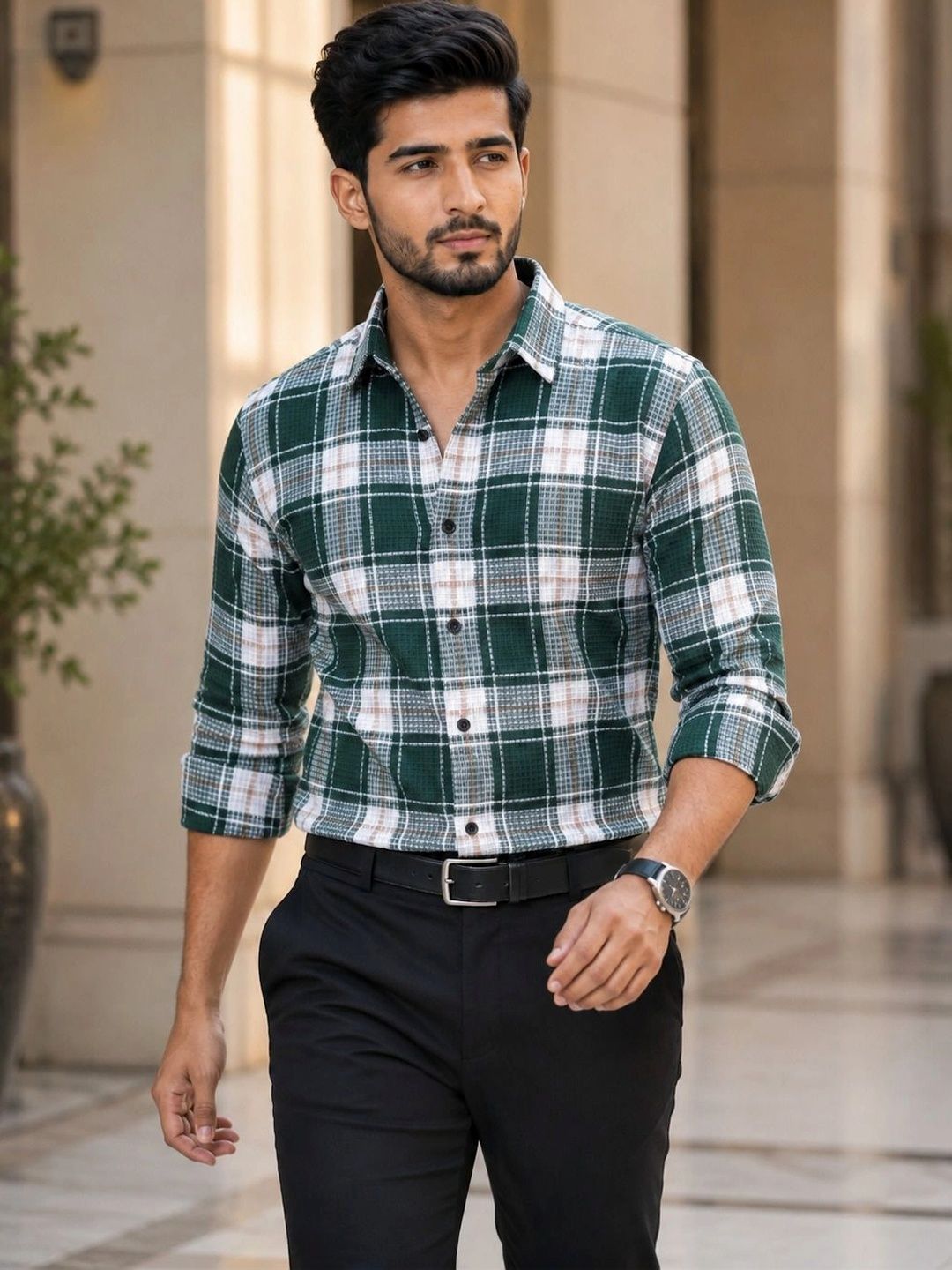 TUSHREE BOUTIQUE Men Classic Tartan Checks Checked Casual Shirt-picture-25
