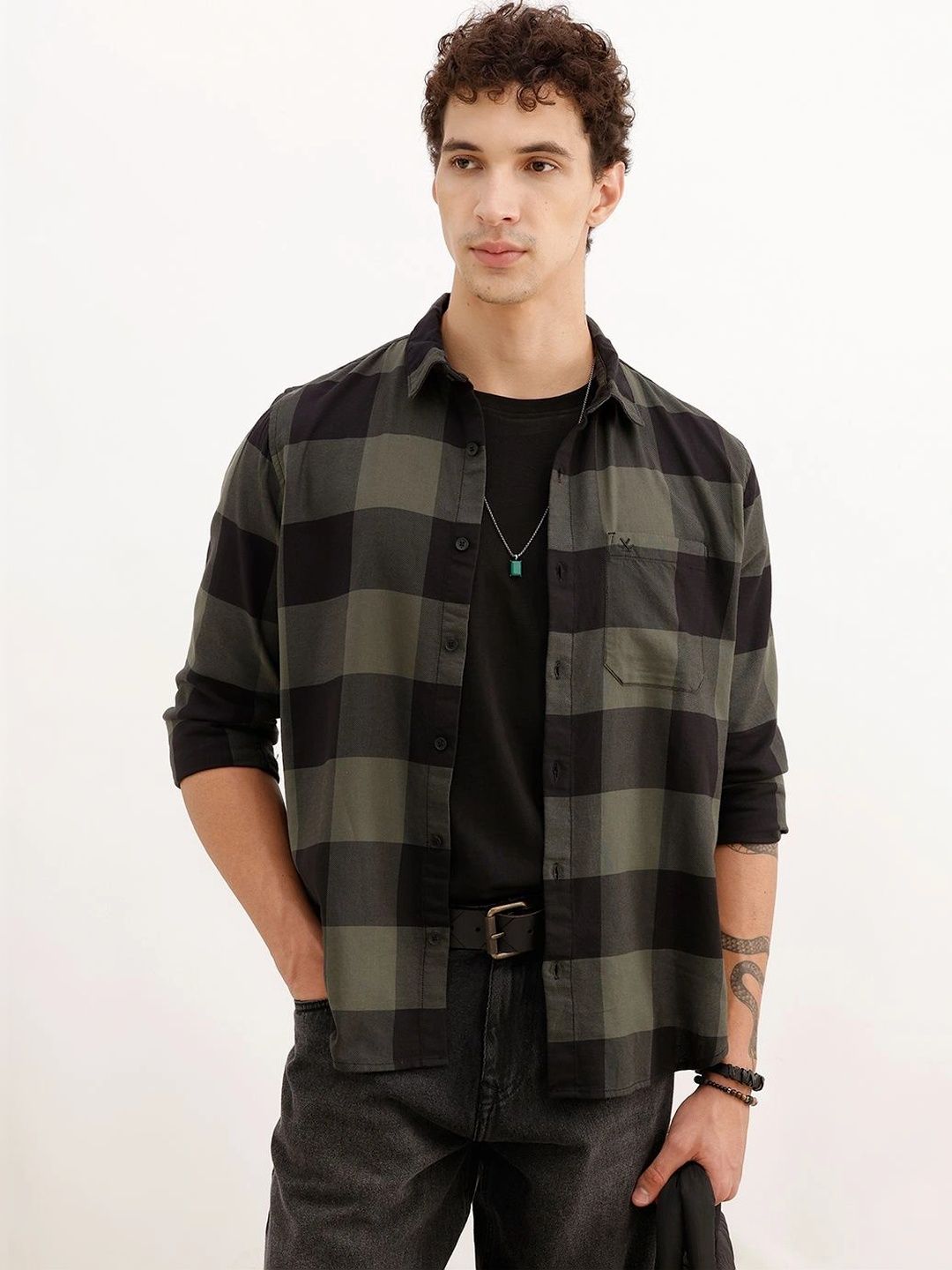 WROGN Men Buffalo Checks Checked Casual Shirt-picture-21
