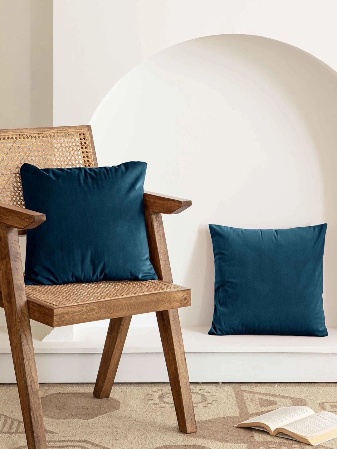 Myntra Elegant Homes Blue Set of 2 Velvet Square Cushion Covers-picture-20