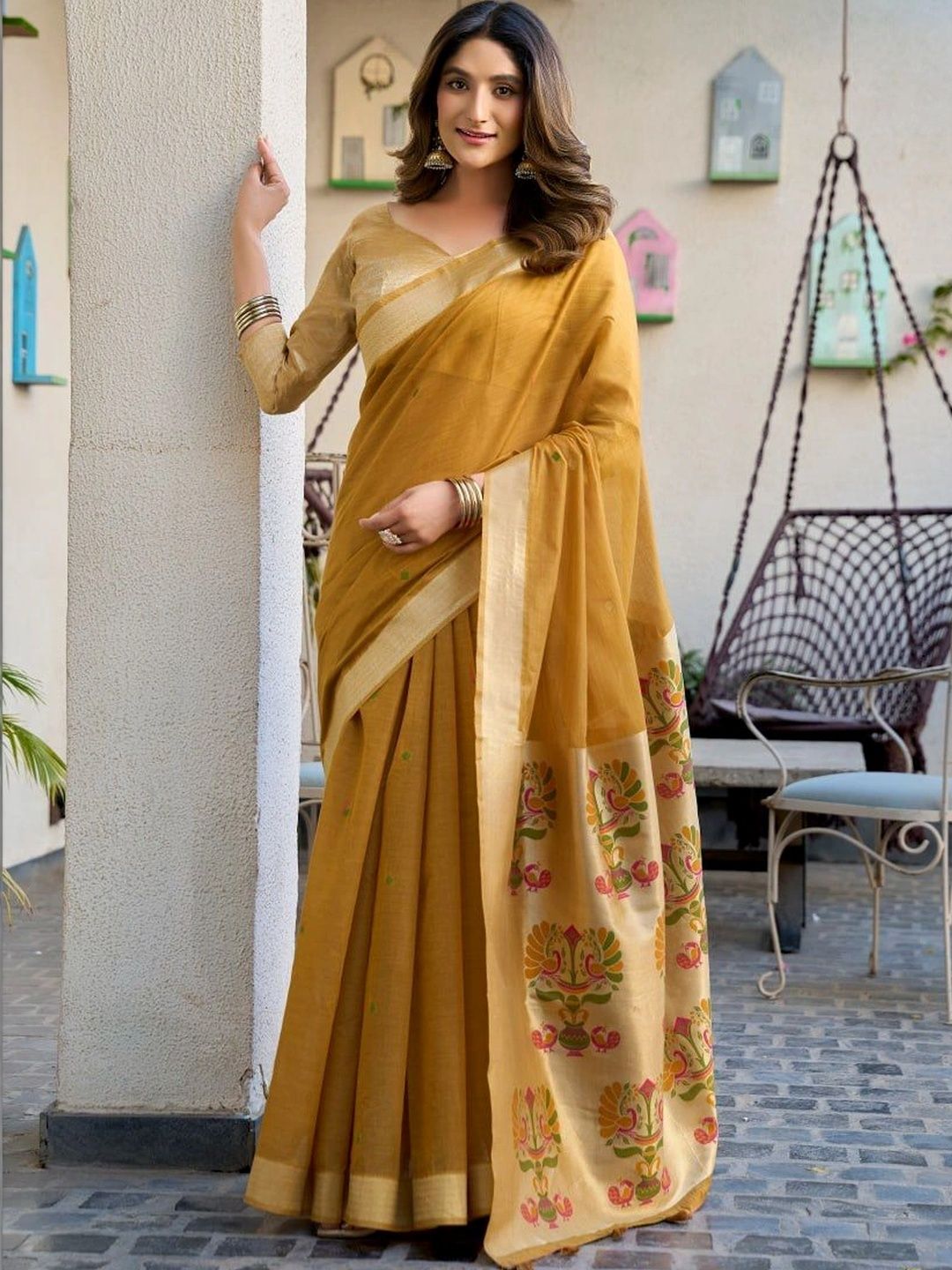 GREEN PEARS Woven Design Zari Silk Blend Designer Kanjeevaram Saree-picture-39