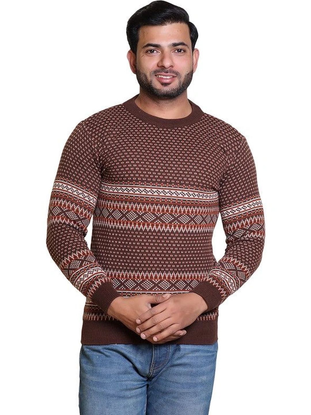 GRAND-LINE Men Fair Isle Printed Pullover-picture-50