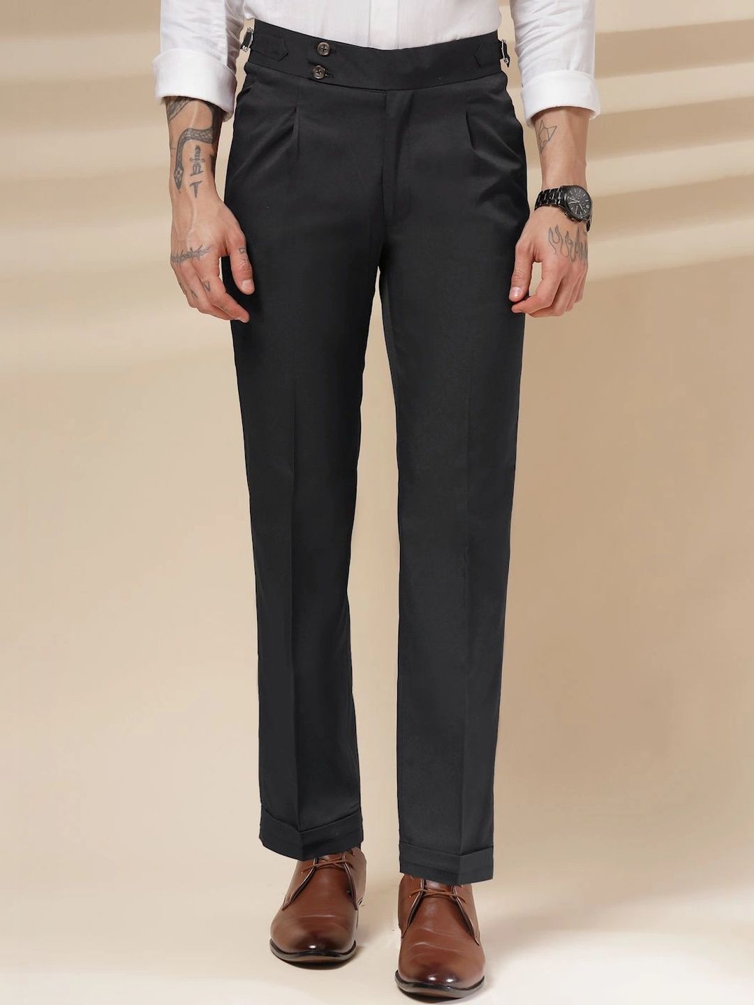 Italian Vega Men High-Rise Wrinkle Free Pleated Trousers-picture-20