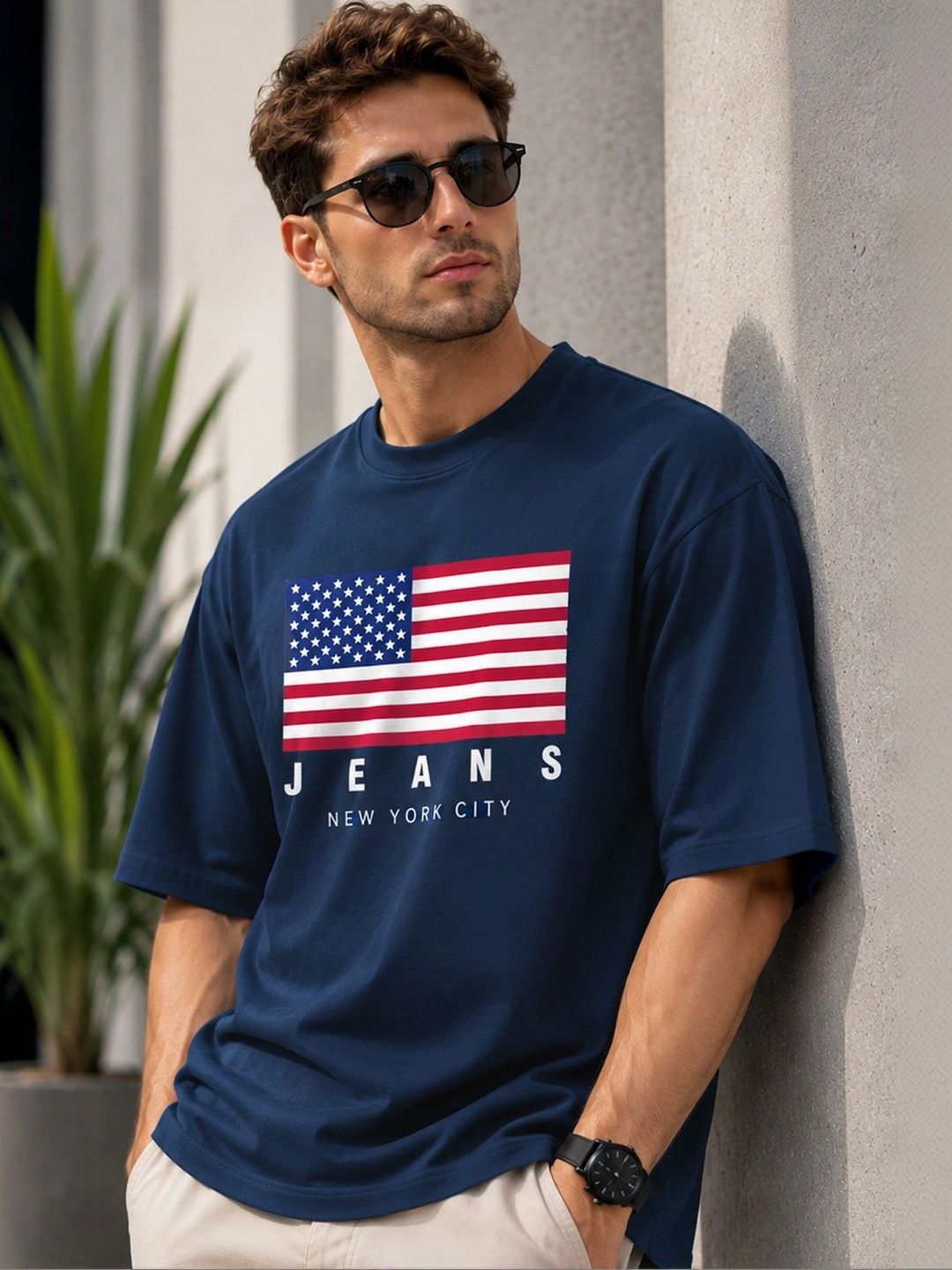 AUSK Men Printed Drop-Shoulder Sleeves T-shirt-image-14