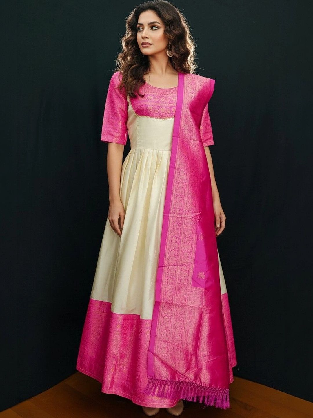 Kinjhit Fashion Woven Design A-Line Ethnic Dresses-picture-35