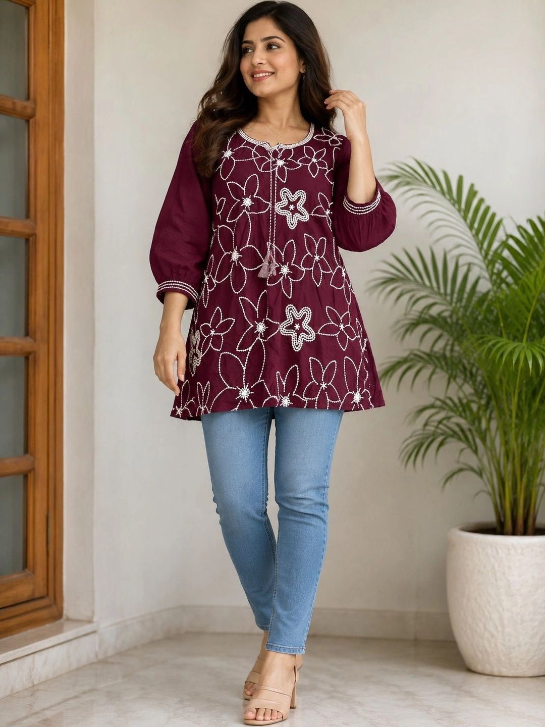 KGF FASHION Floral Embroidered Cotton Top-picture-26