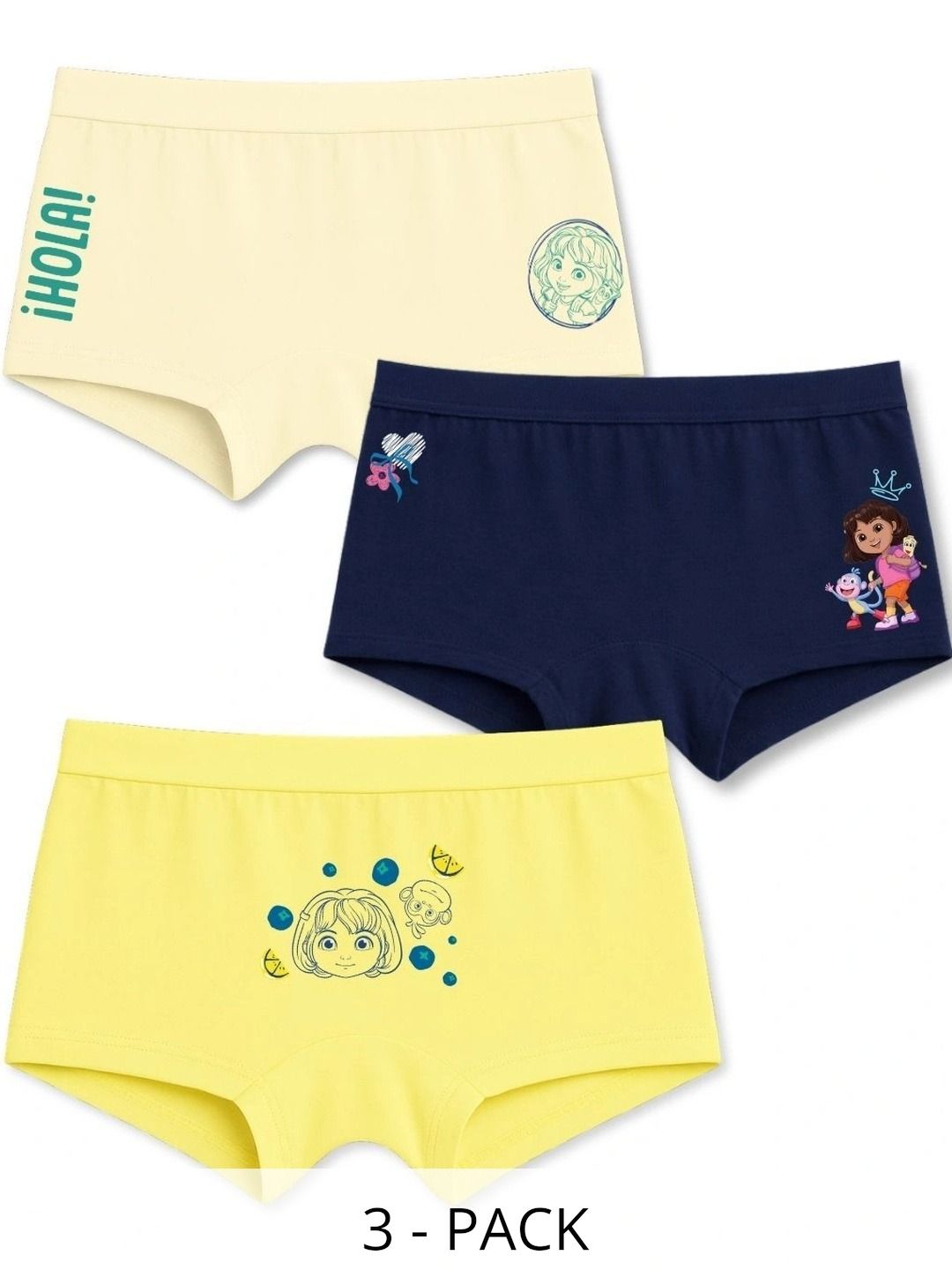Button Bear Girls Pack of 3 Printed Cotton Boy Shorts-picture-41