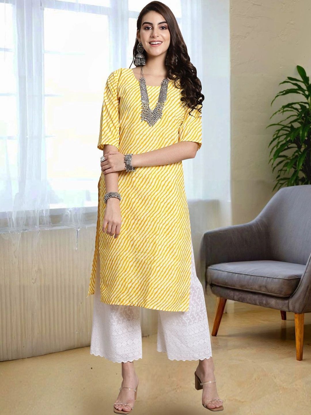 HERE&NOW Women Printed Crepe Kurta-picture-33
