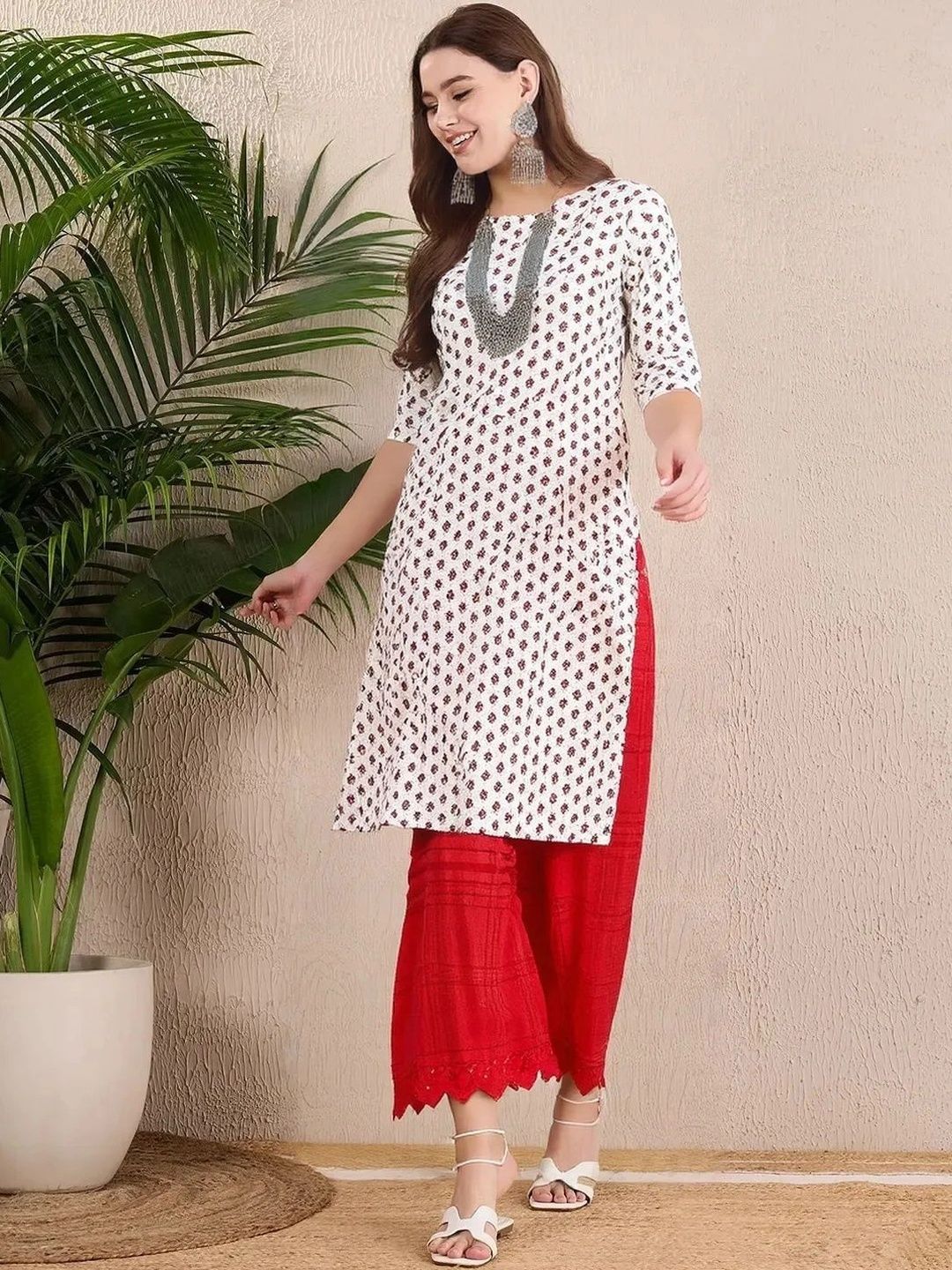 HERE&NOW Women Ethnic Motifs Printed Crepe Kurta-picture-25