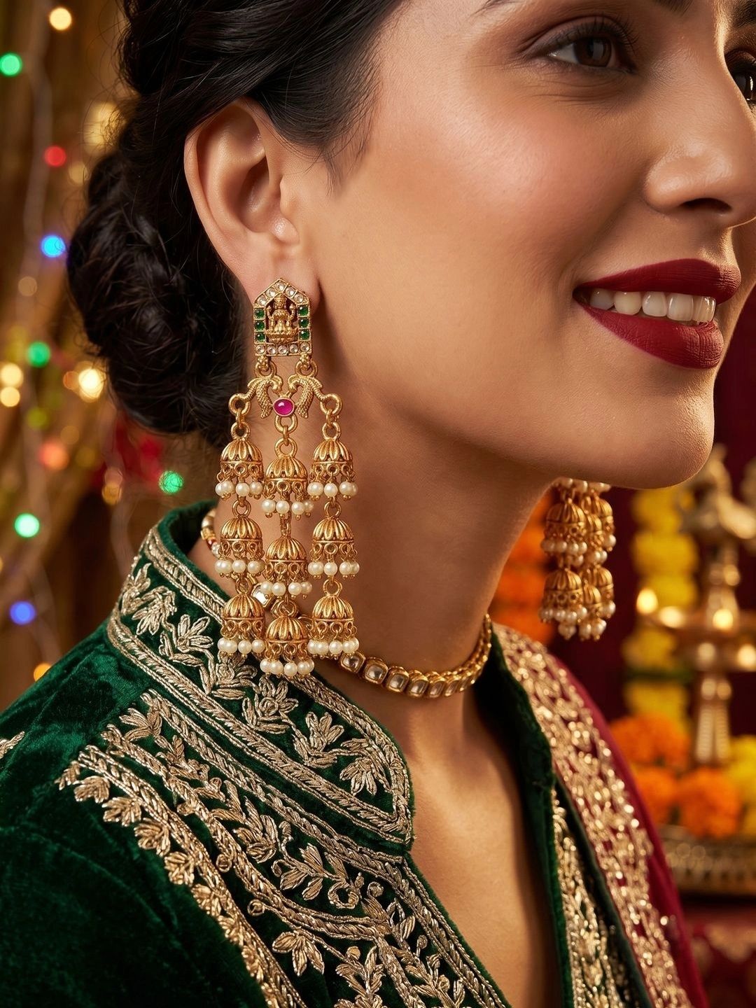 SZN Teardrop Shaped Jhumkas Earrings-image-38
