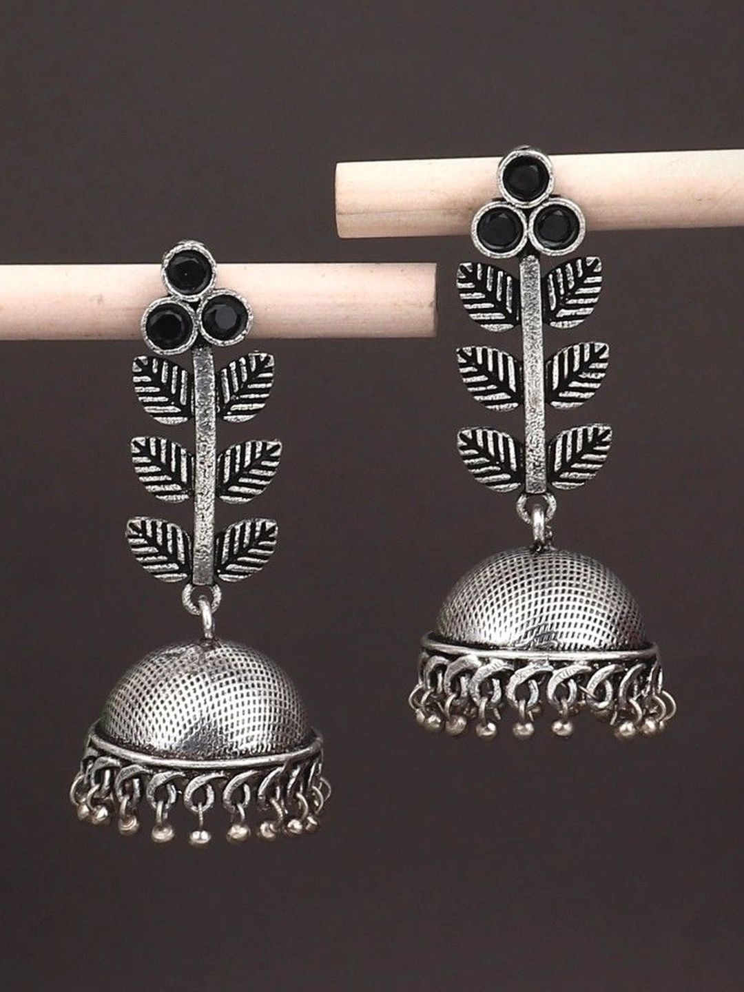 Sangria Leaf Shaped Jhumkas Earrings-image-45