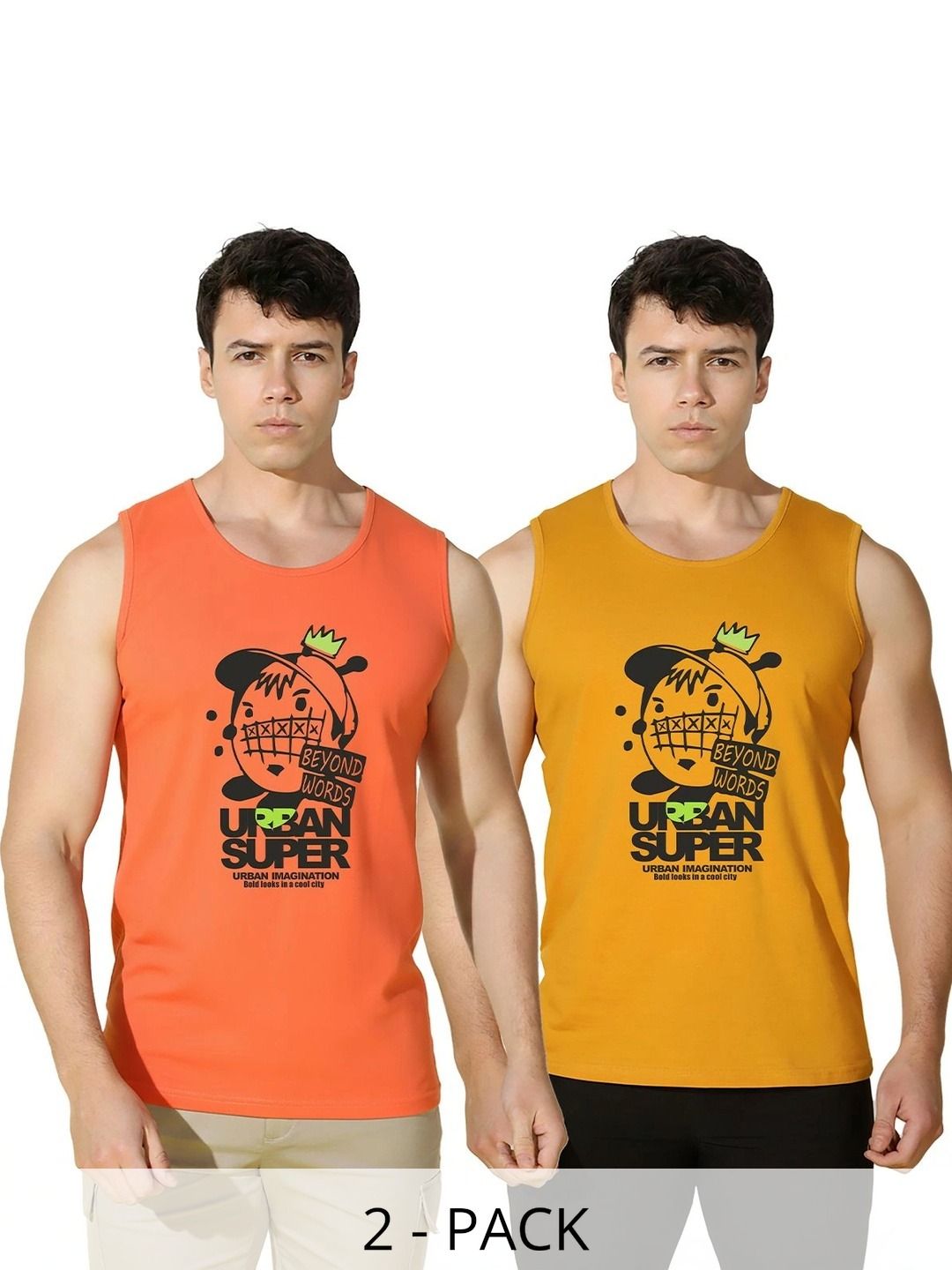 MINISTRY OF FRIENDS Pack of 2 Printed Cotton Tank-picture-52