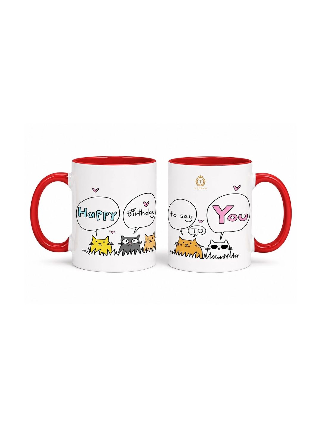 TAJNAN Red Printed Ceramic Glossy Mugs Set of Cups and Mugs-image-40