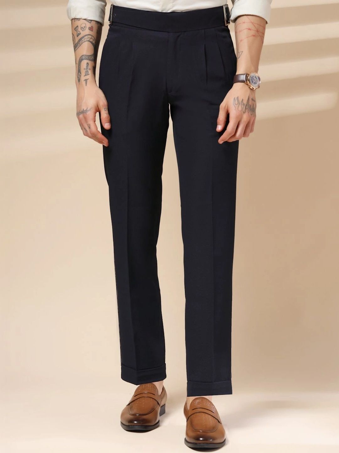 Italian Vega Men High-Rise Wrinkle Free Pleated Trousers-picture-36