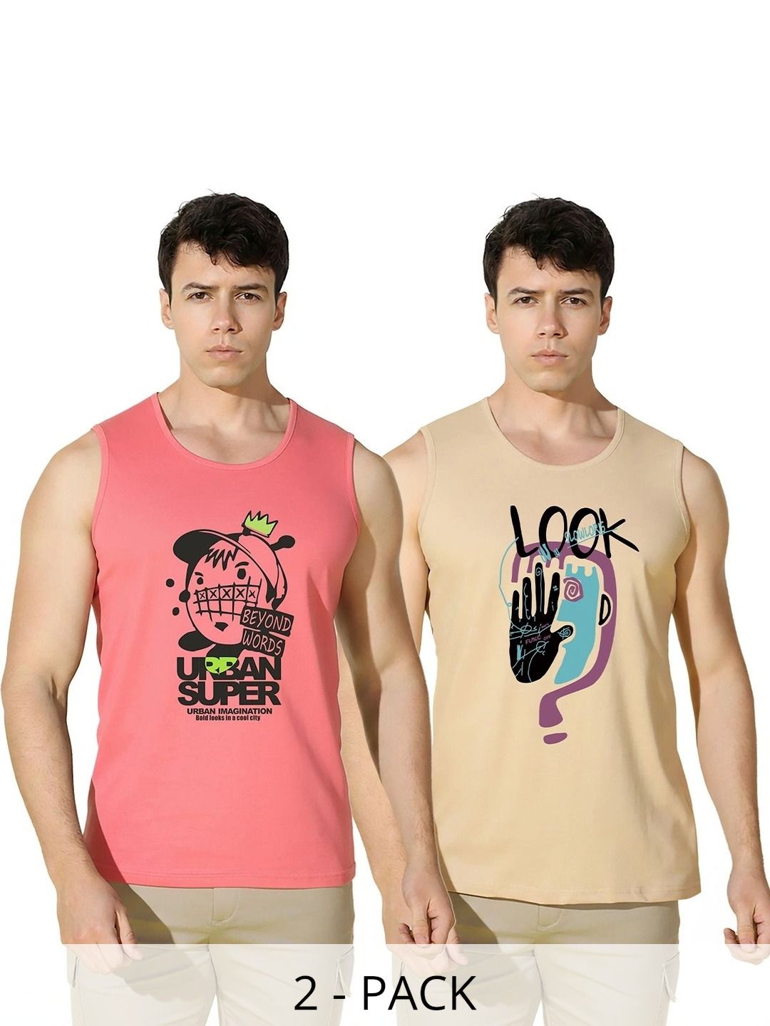 MINISTRY OF FRIENDS Pack of 2 Printed Cotton Tank-picture-21