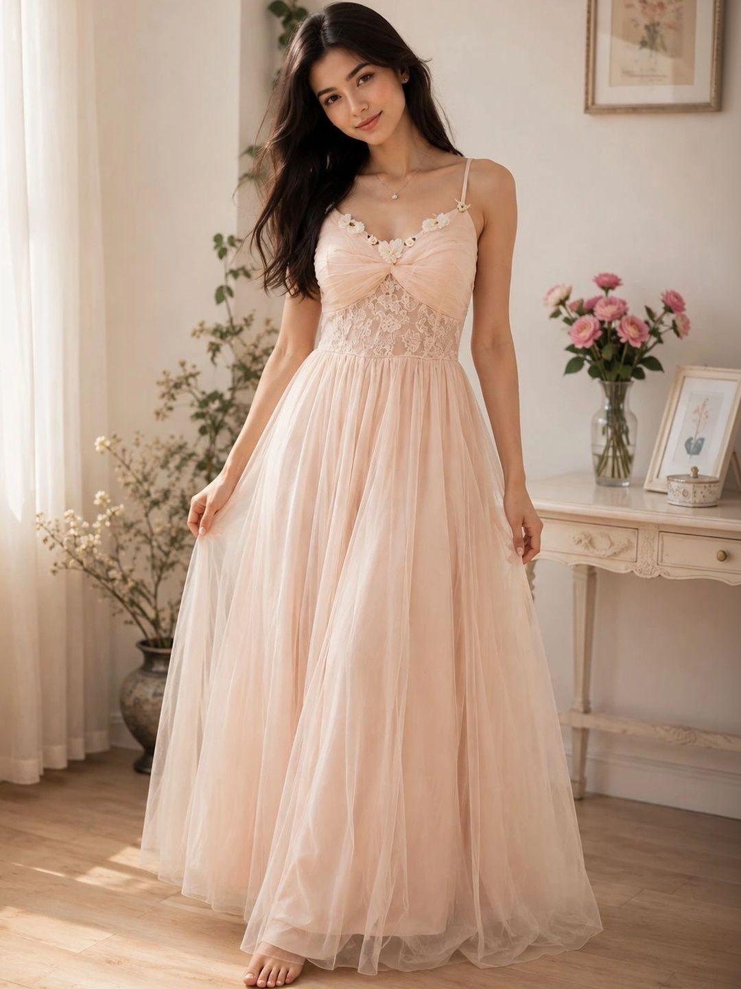 Leela store Embellished Ruffled Net Maxi Dress-image-39