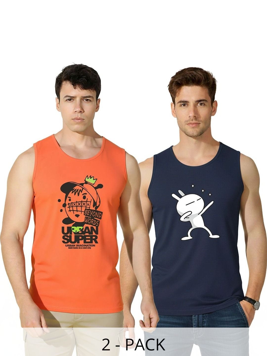 MINISTRY OF FRIENDS Pack of 2 Printed Cotton Gym Vest-picture-31