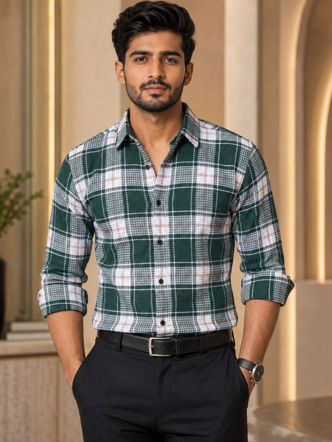 TUSHREE BOUTIQUE Men Classic Checked Casual Shirt-picture-33