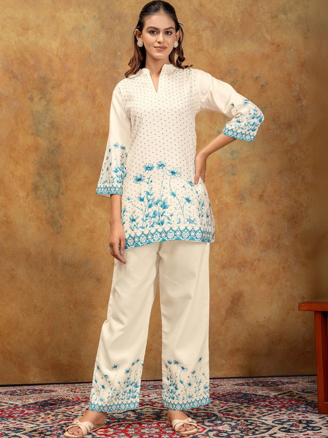 MANVAA Women Floral Printed Regular Pure Cotton Kurta with Trousers-picture-21