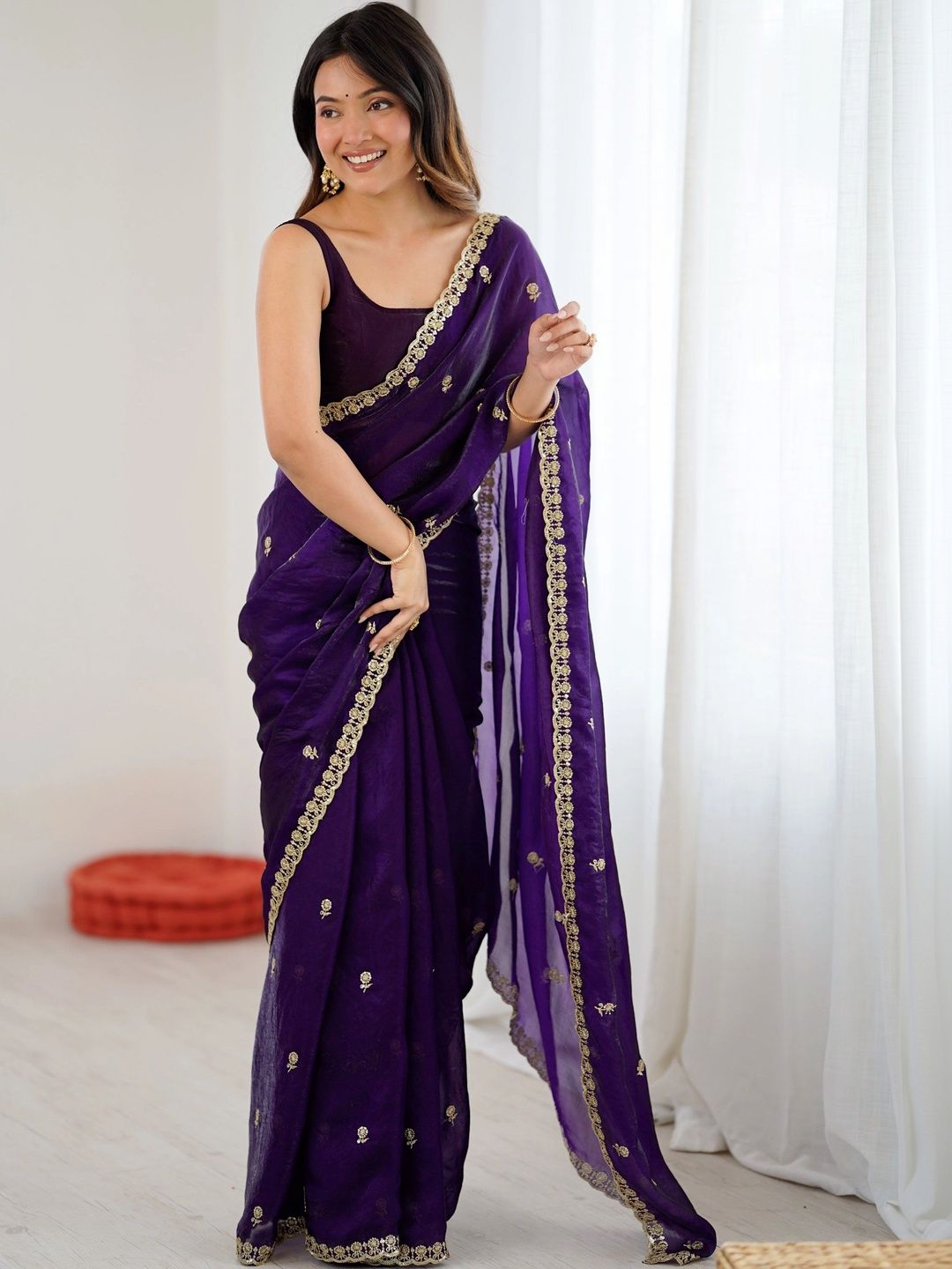 Mitera Embellished Embroidered Satin Designer Saree-picture-20