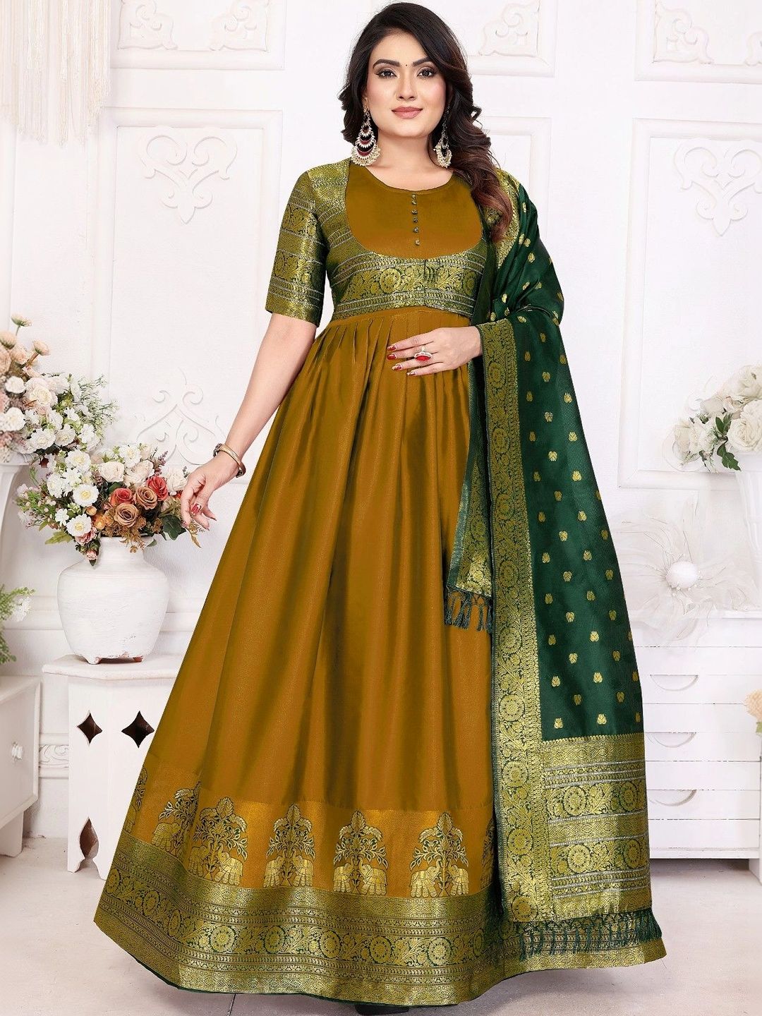 Kinjhit Fashion Woven Design A-Line Ethnic Dresses-picture-38