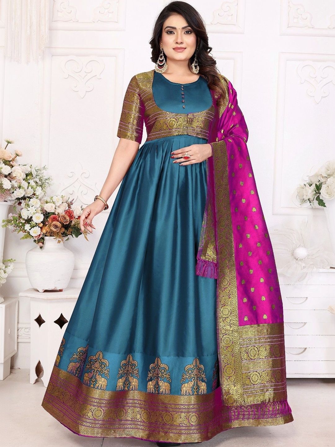 Kinjhit Fashion Woven Design A-Line Ethnic Dresses-picture-29