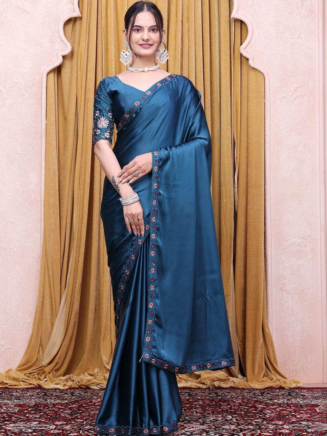 all about you Sequinned Satin Designer Saree-image-14