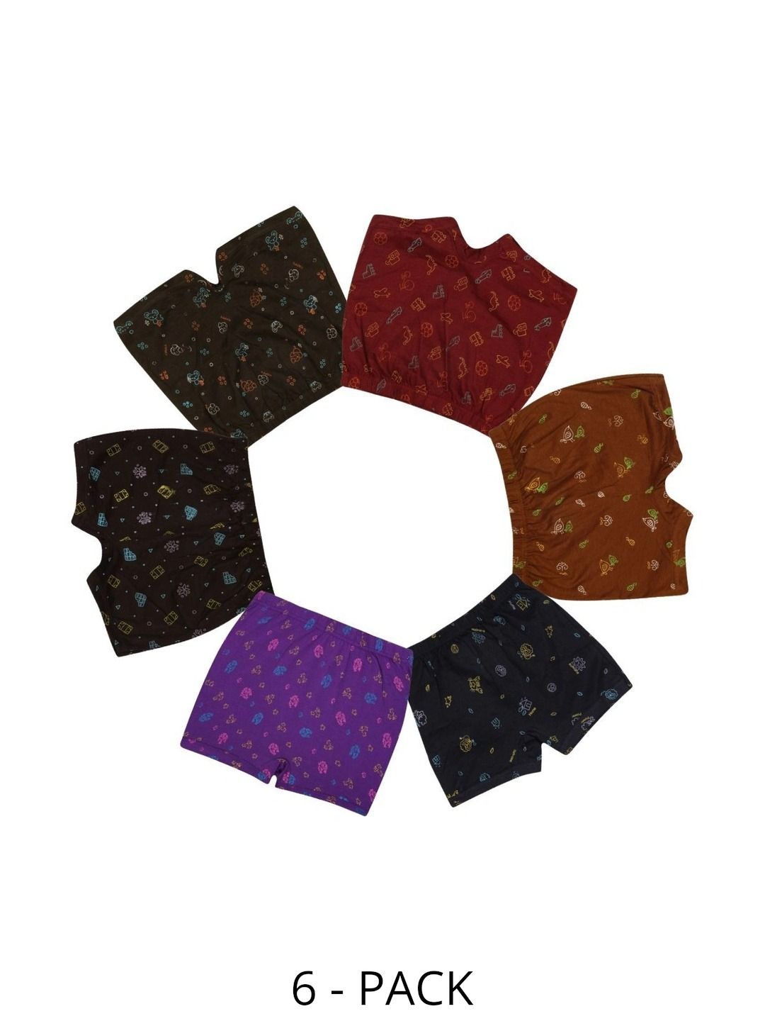VIRUKSHAM Boys Pack of 6 Printed Assorted Cotton Boy Shorts-picture-35
