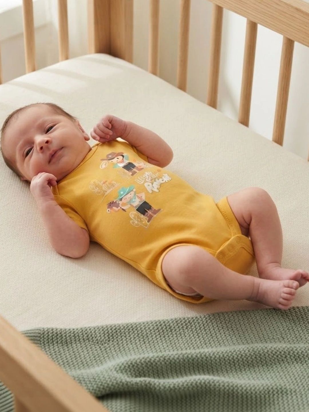 MINI KLUB Infant Boys Printed Pure Cotton Round Neck Bodysuit-picture-21