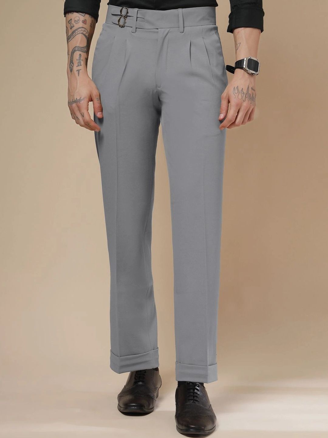 Italian Vega Men High-Rise Wrinkle Free Pleated Trousers-picture-33
