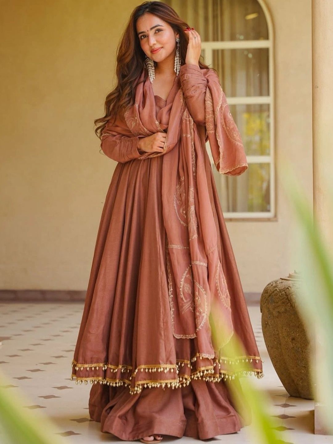 B4ME.COM Women Empire Gotta Patti Kurta with Palazzos & With Dupatta-image-46
