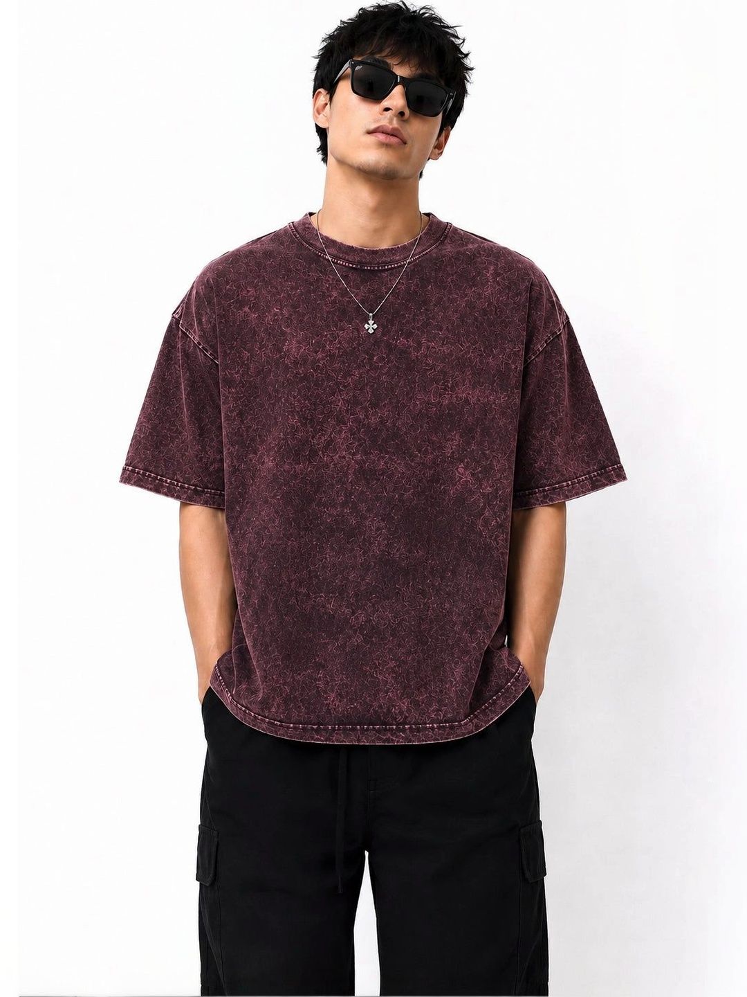 7kingdom Men Dyed Drop-Shoulder Sleeves T-shirt-image-44