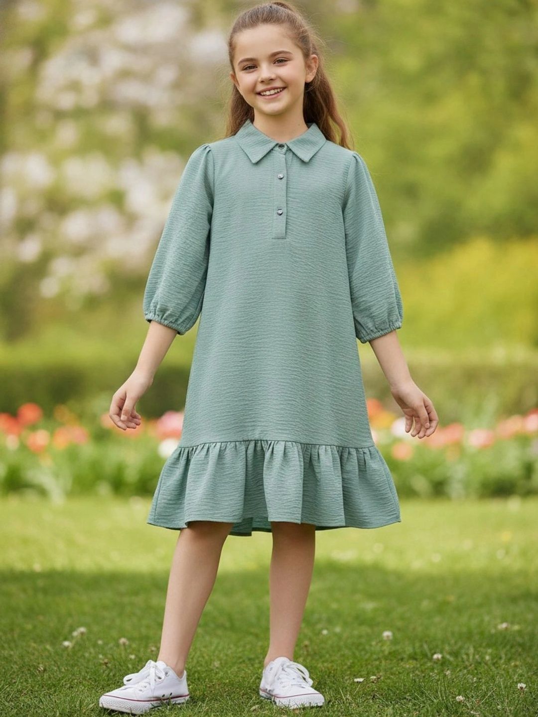 V-Mart Puff Sleeve A-Line Dress-picture-38