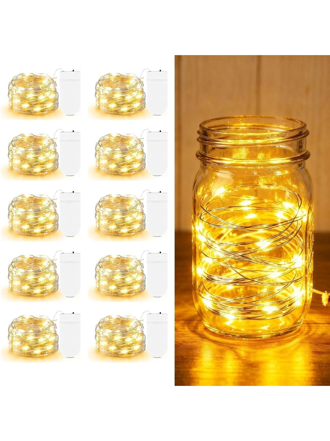 Highdas Pack Of 10 Warm White Lightweight Rice Shape String Lights-picture-26