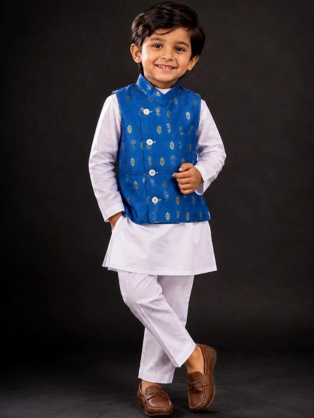 KALINI Boys Regular Pure Cotton Kurta with Pyjamas-picture-41