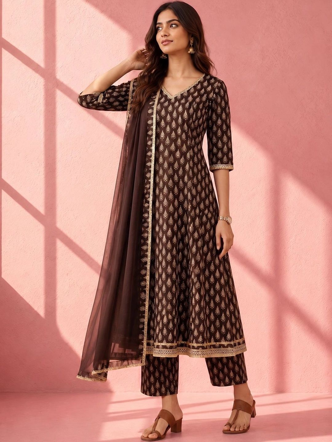 Anouk Women Ethnic Motifs Printed Regular Kurta with Trousers & With Dupatta-image-10