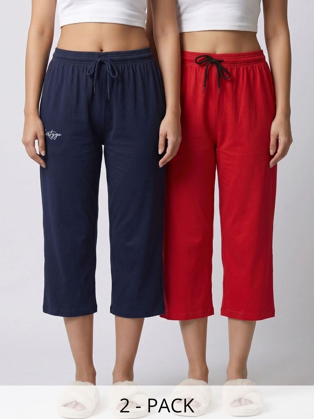 FFLIRTYGO Pack Of 2 Cotton Mid-Rise Lounge Pants-picture-37