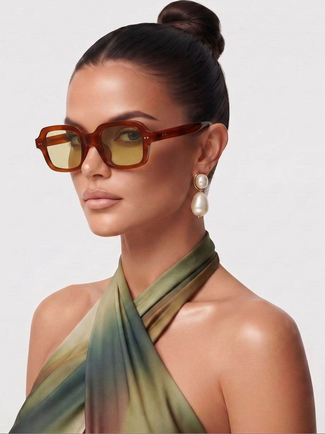 4Flaunt Unisex Yellow Lens & Brown Rectangle Sunglasses with-image-49