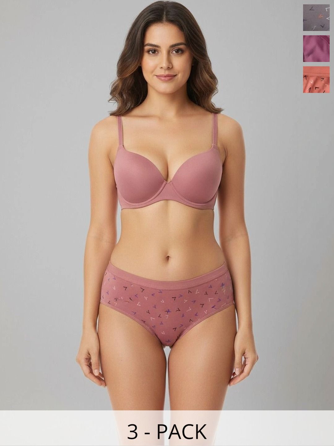 Swenson Women Pack of 3 Printed Seamless Assorted Cotton Bikini-picture-32