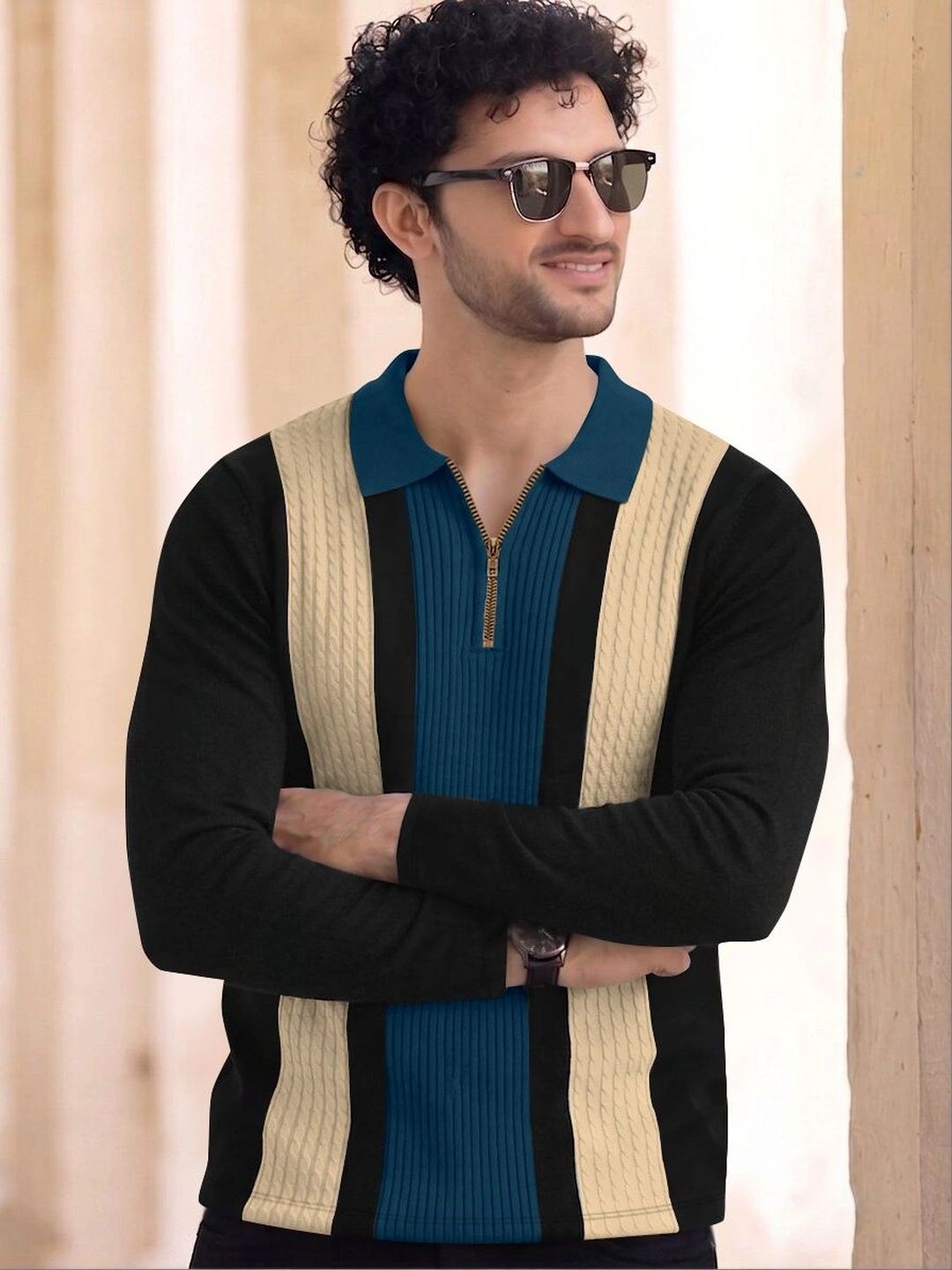 HAPPY KHAJANA Men Colourblocked Polo Collar T-shirt-picture-10