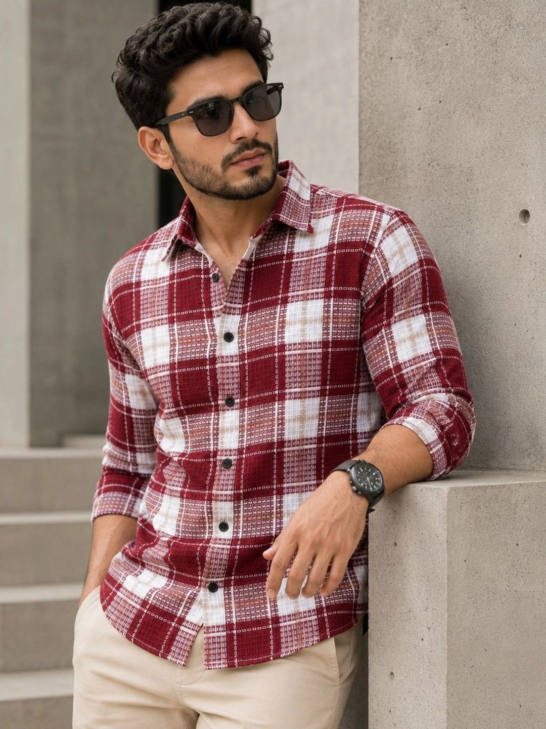 TUSHREE BOUTIQUE Men Classic Tartan Checks Checked Casual Shirt-picture-12