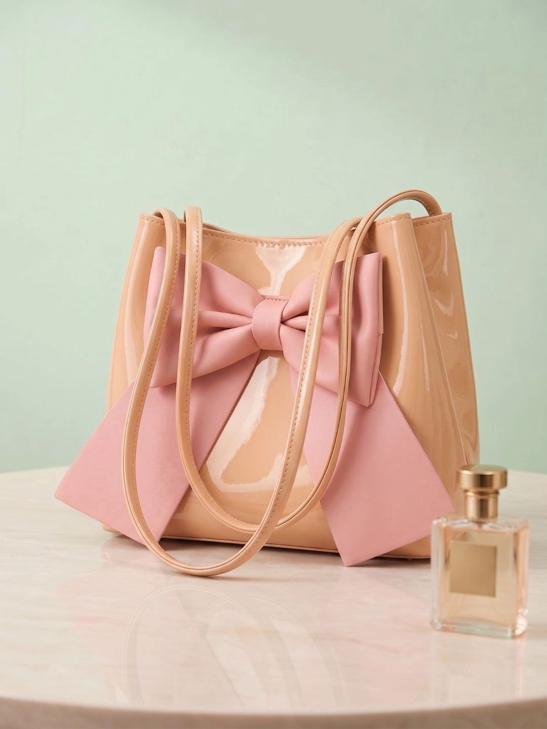 LIKE STYLE PU Oversized Structured Tote Bag with Bow Detail-picture-16