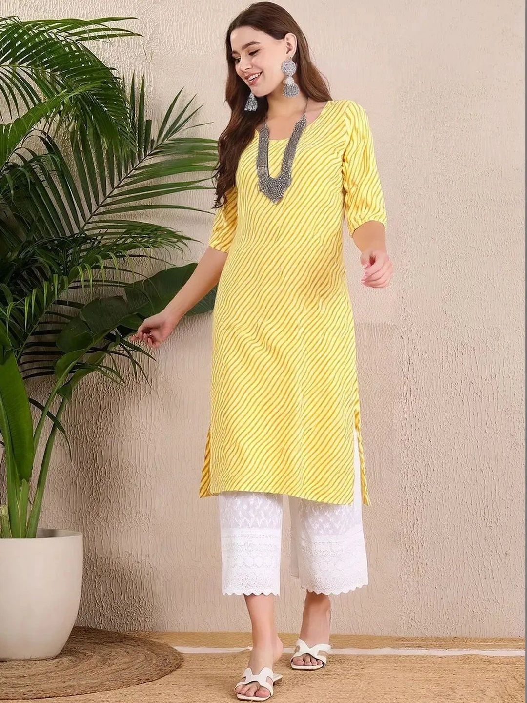 HERE&NOW Women Leheriya Printed Crepe Kurta-picture-13