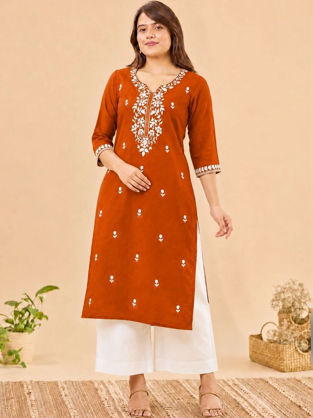 FORKEY Women Ethnic Motifs Embroidered Thread Work Kurta-picture-19
