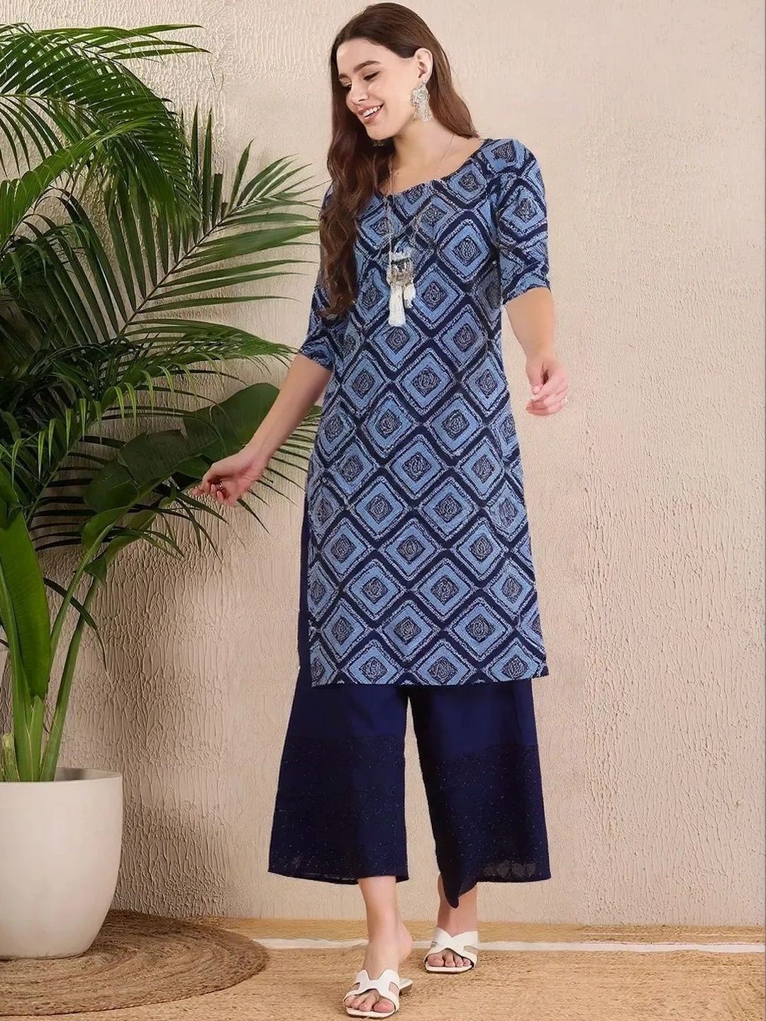HERE&NOW Women Ethnic Motifs Printed Crepe Kurta-picture-30
