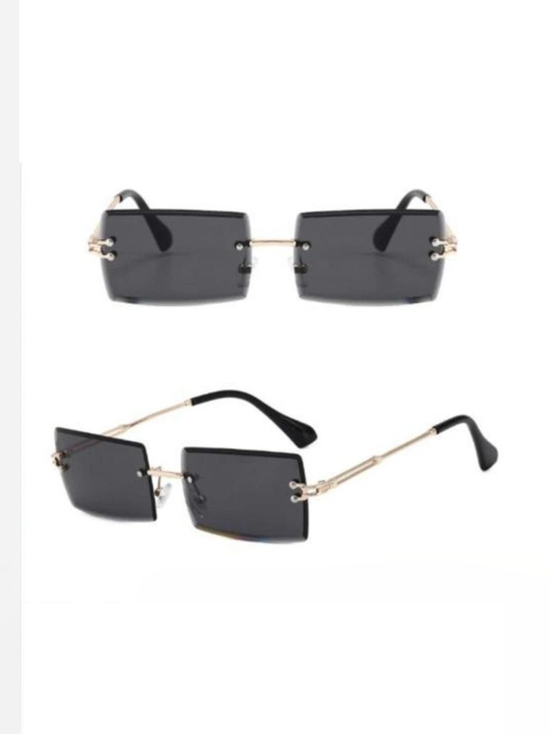 KOPEK Unisex Black Lens & Gold-Toned Rectangle Sunglasses with-image-20